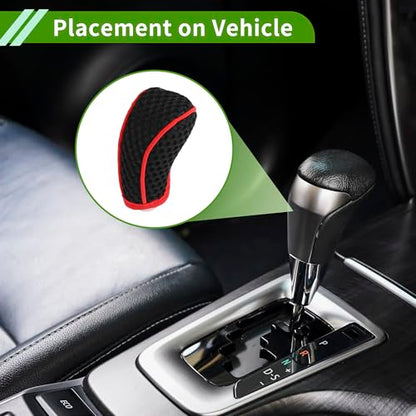 Universal Gear Shift Knob Cover Stick Shifting Handle Protector Manual Fabric 1Pc Anti-Slip Black - color: Black Red