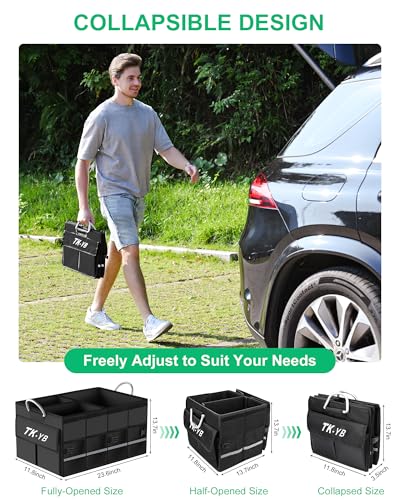 Trunk Organizer for SUV - Car Organizer with Removable Cooler Bag,Collapsible Multi Compartment 1680D Waterproof Sturdy Cargo Storage for Car Accessories Women Men (Extra Large)