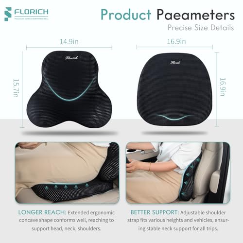 Car Seat Cushion and Lumbar Support Pillow for Office Chair Car, Ergonomic Memory Foam, Relieves Back Sciatica Pain, Pressure-Relieving Back Support for Car, Office Chair & Wheelchair – Black - color: Black, size: Seat Cushion&Lumbar Pillow