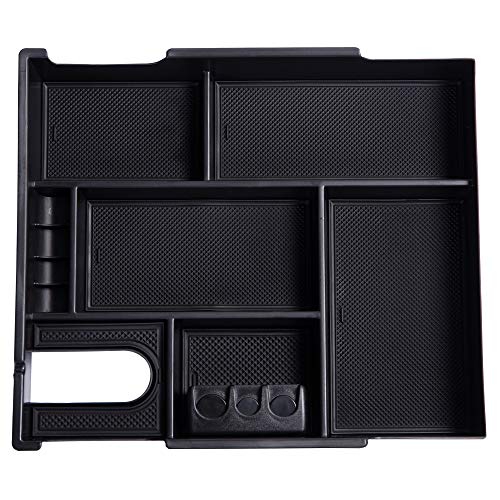 Compatible with Toyota Tundra Accessories 2014-2021 Center Console Organizer, Insert ABS Black Materials Tray, Armrest Secondary Storage Box - Full Tray - color: black