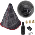 MUGE Racing Fabric Shift Boot with Round Ball Carbon Fiber Shift Knob,Universal Shift Boot Cover with Weighted Shift Knob (Style 1)