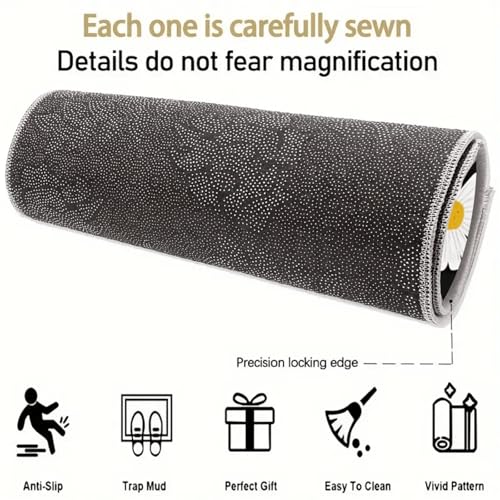 Universal Car Trunk Mat 29" x 39", White Daisy Print All Weather Trunk Protection Cargo Liner, Durable Cargo Mat Rear Trunk Liner, Stylish Vehicle Interior Accessories Suitable for Most Car Models - color: Daisy Print