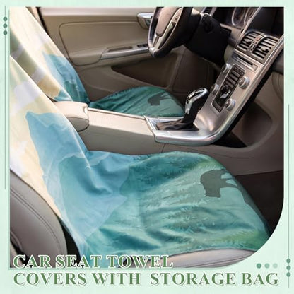 2 Pack Car Seat Towel Covers, 63 x 32 Universal Non Slip Microfiber Sweat Protector for Gym Running Swimming Yoga, Washable Bucket Seat Covers for Cars Trucks SUVs(Mountain Bear) - style: Mountain Bear