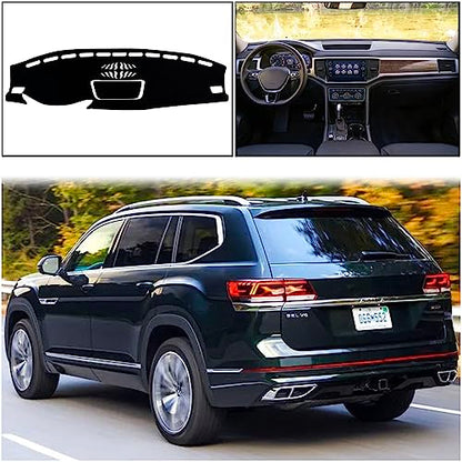 Dash Mat Cover Interior Dashboard Protection pad Compatible with Volkswagen Atlas SUV S SE SEL and SEL Premium 2018-2023 Sunshade Glare UV Rays Protector (Black Trim) - color: Black Trim