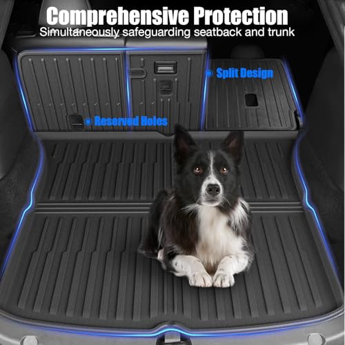 All Weather Floor Mats Custom Fit Tesla Model Y 2025-2026 5-Seater (Not for Standard),TPE Waterproof Odorless Car Floor Mats Set with Rear Seat Back Protector Interior Accessories(7 PCS)