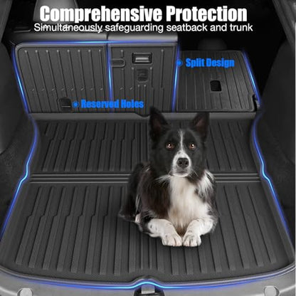 All Weather Floor Mats Custom Fit Tesla Model Y 2025-2026 5-Seater (Not for Standard),TPE Waterproof Odorless Car Floor Mats Set with Rear Seat Back Protector Interior Accessories(7 PCS)