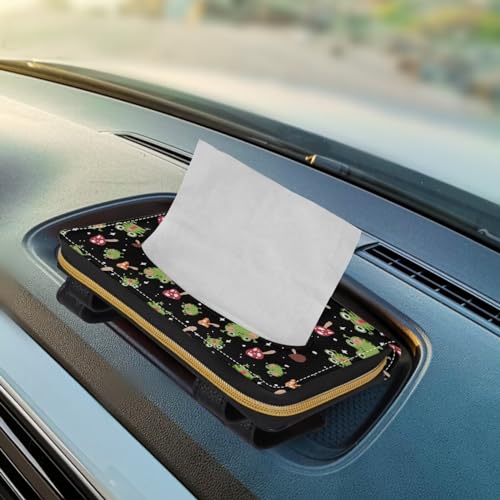 Frog Mushroom Leather Tissue Holder Car Mask Holder PU Leather Car Standard Tissue Holder Durable Visor Tissue Holder Car Visor Accessories Universal Fit Most Cars - color: Frog Mushroom