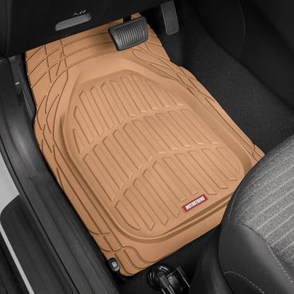 BDK Beige Heavy Duty Front & Rear Rubber Floor Mats Universal Liners for Car SUV Van & Truck, All Weather Protection with Anti-Slip Nibs, Fit Contours of Most Vehicles - color: 923-BG