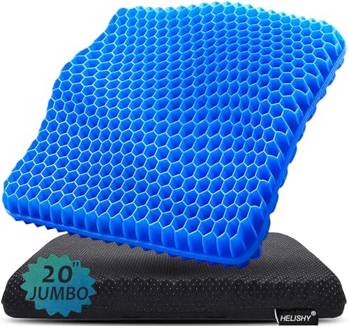 20" Gel Seat Cushion for Long Sitting Pressure Relief(Jumbo&Thick) - Wheelchair Cushion for Pressure Sores - Back, Sciatica & Tailbone Pain Relief Cushion- Non-Slip Butt Pillow for Office, Home, Car - color: Blue, size: Jumbo Thick - 20x19.7x1.95inch
