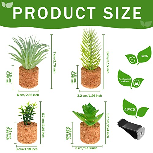 4 Pcs Succulent Air Vent Clip Car Accessories Cute Plant Green Decoration Boho Car Accessories Gift Air Freshener for Women Girl Man Father Mini Artificial Plant for Interior Clips Diffuser