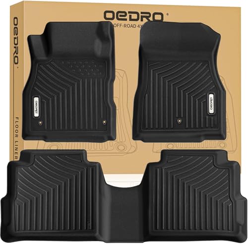 OEDRO Floor Mats Compatible with 2018-2024 Nissan Kicks & 2025 Kicks Play, Custom Fit Front & 2nd Seat Black TPE All-Weather Guard 2 Row Floor Liner Set - style: 18-24 Kicks/25 Kicks Play 1st & 2nd