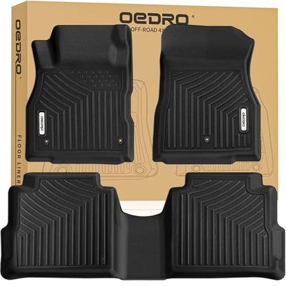 OEDRO Floor Mats Compatible with 2018-2024 Nissan Kicks & 2025 Kicks Play, Custom Fit Front & 2nd Seat Black TPE All-Weather Guard 2 Row Floor Liner Set - style: 18-24 Kicks/25 Kicks Play 1st & 2nd