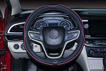 Mayco Bell Large Size Steering Wheel Cover Anti-Slip,Safety,Soft,Breathable,Durable,Full Surround,Comfortable Grip Microfiber Leather (15.5-16 inch, Black Red) - color: Black Red, size: 15.25''-16''