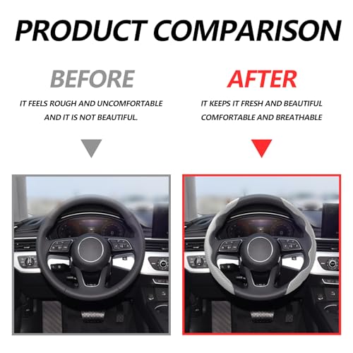 2pcs Universal Fit Carbon Fiber Steering Wheel Cover, Anti-Skid Steering Wheel Cover/Segmented Steering Wheel Protector/Car Interior Accessories (Gray) - color: Gray