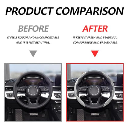 2pcs Universal Fit Carbon Fiber Steering Wheel Cover, Anti-Skid Steering Wheel Cover/Segmented Steering Wheel Protector/Car Interior Accessories (Gray) - color: Gray