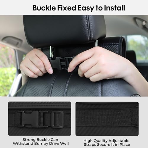 Upgraded Car Tissue Holder Premium PU Leather Tissue Box Cover Keep Tidy Backseat Rectangular Napkin Holder for Car Fits for 100-160 Regular Size Tissues Multi-Position Organizer in Cars Black