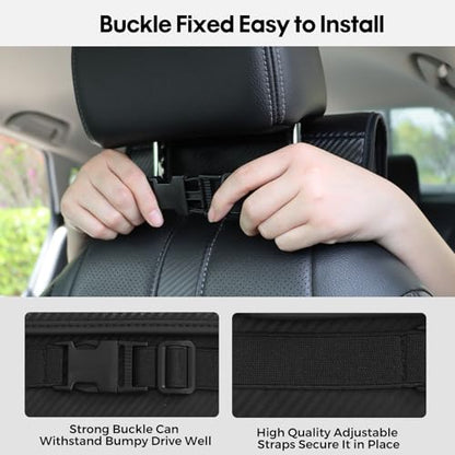 Upgraded Car Tissue Holder Premium PU Leather Tissue Box Cover Keep Tidy Backseat Rectangular Napkin Holder for Car Fits for 100-160 Regular Size Tissues Multi-Position Organizer in Cars Black