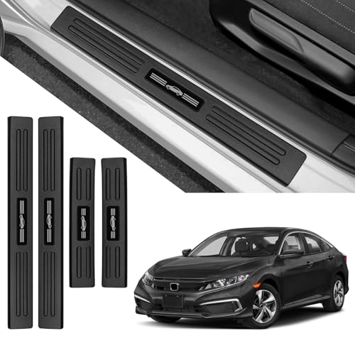 Door Sill Guards Compatible with Honda Civic 2016-2021 Accessories ABS Material Door Sill Protector Plate Decoration Front and Rear Door Pedal Kick Protection (Black) - color: 2016-2021 Civic (Black)