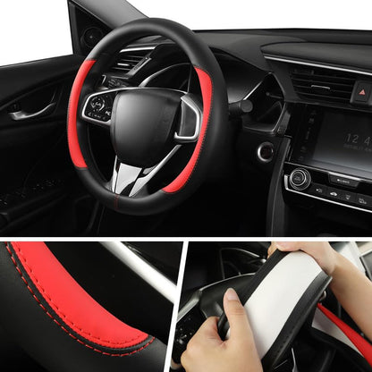Car Steering Wheel Cover,Microfiber Leather Steering Wheel Cover Universal 15.5-16 inch Large Size for F150 F250 F350 Ram Tacoma 4Runner Tundra Range Rover (Black&Red) - color: Black&Red, size: Large Size[15.5"-16"]