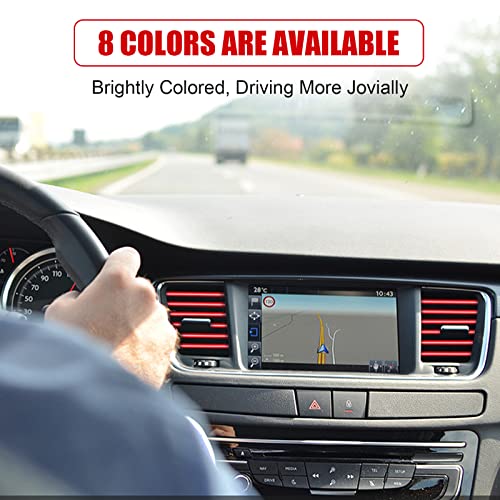 20 Pieces Universal Car Auto Air Conditioner Vent Outlet Trim Strip, Waterproof Flexible Shiny Auto Car Vent Interior Accessories for All Air Vent Outlet (20PCS - Red)