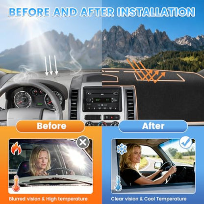 KUST Black Dash Cover Compatible with Ford Edge 2007-2014 Dashboard Cover Accessories for Edge Non-Slip Polyester Dashboard Mat Custom Fit Center Console Sunshield Protector No Glare - size: Edge 07-14(Black)
