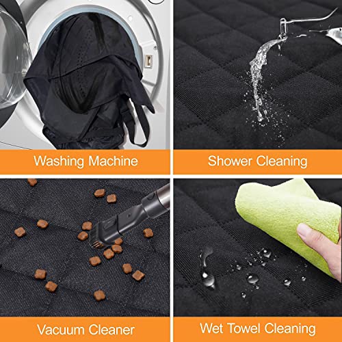 GXT Dog Back Seat Cover Protector for Cars SUV and Trucks with Mesh Window, Scratchproof Nonslip and Waterproof Material - color: black, style: Seat Cover and Dog Seat Belt