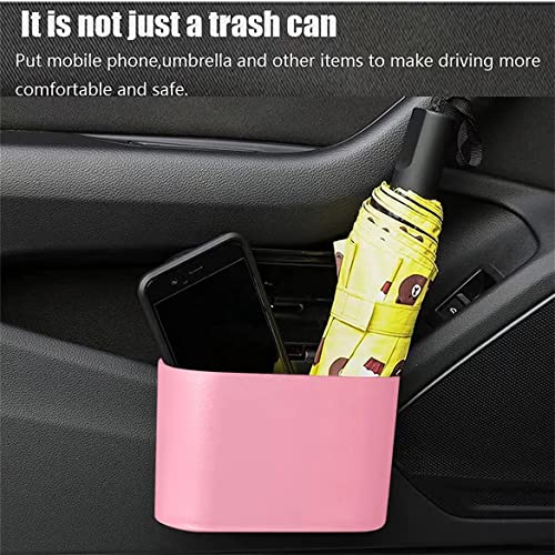 Car Trash Can, Mini Trunk Push Hanging Portable Car Bin with 2 roll Disposable Trash Bag for Vehicle Home, Office. (Car Trash can Pink) - size: Car Trash Can - Pink with 2 Trash Bags