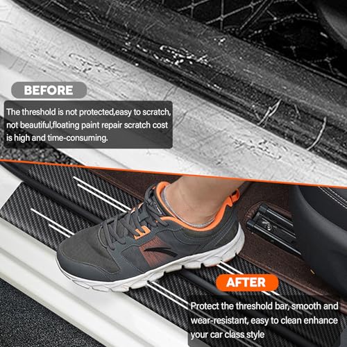 Door Sill Protector, Car Door Entry Guards, 10Pcs Car Door Protector, Carbon Fiber Leather Waterproof Scratch Protection Strips (for All car Models) Door sill Trim Entry Guard (Black)