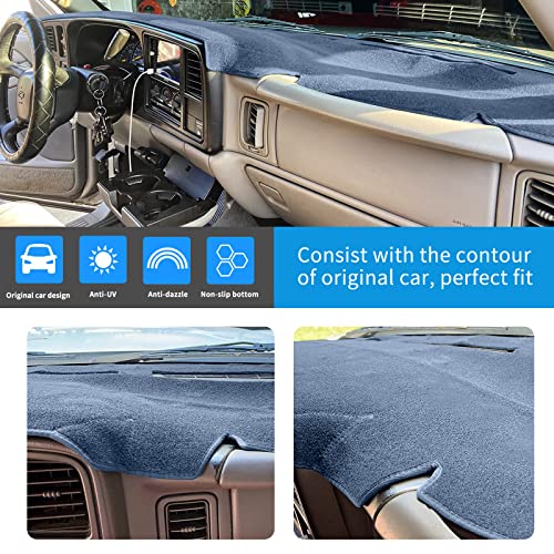 Dashboard Cover for Chevrolet Silverado 1500 2500 3500 1999-2006 Avalanche Chevy Tahoe Suburban GMC Sierra Yukon Dash Cover Mat(Premium Carpet, Gray) - color: Dark Gray