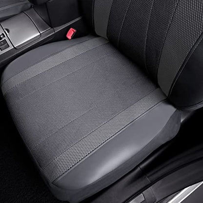Flying Banner car seat Covers Full Set Faux Leather Air Mesh Breathable Man Lady Airbag Compatible Rear Bench Split 40/60 50/50 60/40 Truck Pick Up (Full Set - Low Back, Gray Gray) - color: Gray Gray