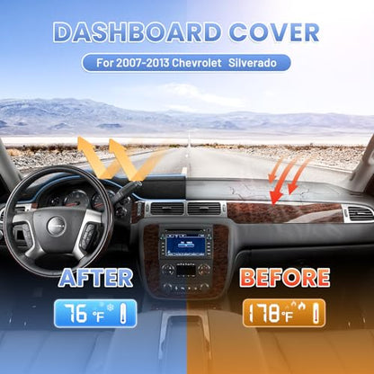 Sunsdrew Dash Cover for 2007-2013 Chevy Silverado Sierra,2007-2014 Chevy Tahoe Suburban Denali Avalanche Dashboard Cover Mat for Suede Dash Mat Accessories Sun Shade Nonslip Mesh Protector No Glare - size: 07-13 Silverado Dash Cover