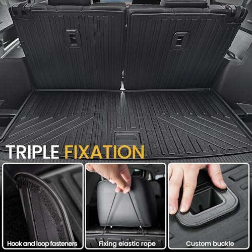 Cargo Mat with Backrest Mats for Volkswagen VW Atlas 6/7 Seats 2018-2025 2026 Car Mat Accessories(Not Fit Cross Sport), All Weather TPE Trunk Cargo Liner(Cargo Mat with Backrest Mats)