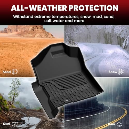LASFIT Floor Mats for 2002-2008 Dodge Ram 1500 Quad Cab, 2003-2009 for 2500/3500 Bucket Seating, Not Fit Have 4X4 Shifter, All Weather TPE Custom Fit Car Mats Floor Liners 1st & 2nd Row, Black - style: 2) 1500 | 2002-2008 | Quad Cab Bucket Seat Floor Mats