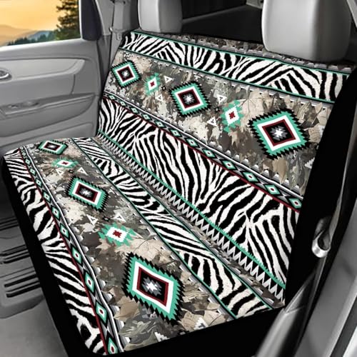 WELLFLYHOM Aztec Camo Car Bench Seat Covers for Truck SUV Zebra Print Rear Bench Seat Covers Universal Fit Car Accessories Car Rear Seat Protector for Women Men Grey - color: Aztec Camo Zebra Print