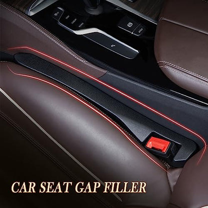 Car Seat Gap Filler 2 Pack - One Second Embedded Car Seat Crack Gap Filler for Holding Water Cup/Phone/Key - Car Inserts Between Seats - color: Black