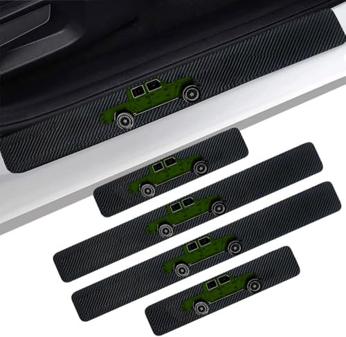 4 Pieces Car Door Sill Protector,Carbon Fiber Threshold Anti-Scratch Sticker Door Edge/Rear Guard Protection Green - color: 4pcs-t-j-G-GREEN