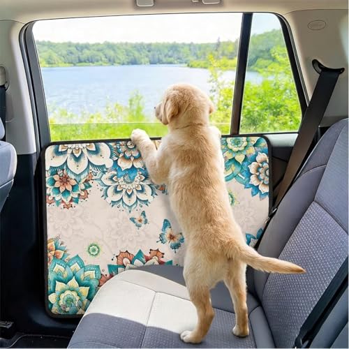 Butterfly Dog Car Door Protector Waterproof Pet Car Door Cover from Dog Scratches Universal Fit for Cars, Trucks, SUVs Retro Window Protector Doors Covers Anti-Scratch - color: Green Butterfly