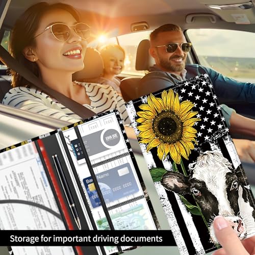 Premium Car Registration and Insurance Card Holder, Cute PU Leather Car Document Holder, Vehicle Glove Box Car Organizer with Magnetic Closure for Driver License, Cards American Flag - color: American Flag