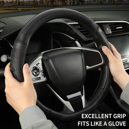3D Steering Wheel Cover Great Grip with 3D Honeycomb Hole, Anti-Slip Sporty Design, Universal 15 inch(Black with Purple) - color: Black with Purple, size: Round-Middle[14.5''-15'']