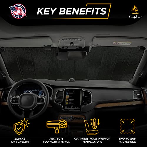 EcoNour Accordion Car Windshield Sun Shade | Reflective Car Window Shades for UV & Sun Protection | Foldable Windshield Cover Keeps Interior Cool | 26 x 56 Inches - size: Small