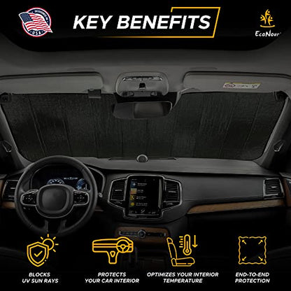 EcoNour Accordion Car Windshield Sun Shade | Reflective Car Window Shades for UV & Sun Protection | Foldable Windshield Cover Keeps Interior Cool | 26 x 56 Inches - size: Small