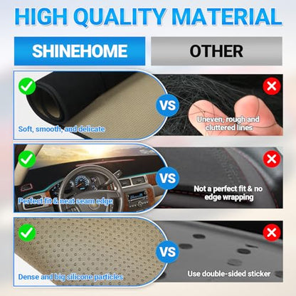 Dashboard Cover Dash Mat Compatible with GMC Sierra Chevy Silverado 2007-2013 Dash Covers - Models with Two Glove Boxes - size: 2007-2013 Chevy Silverado