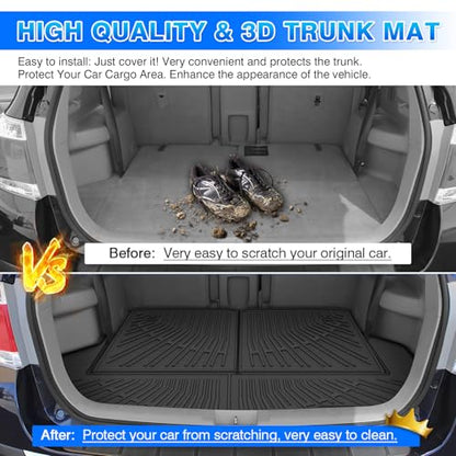 Highlander Cargo Liner - Trunk Mat for Toyota Highlander (Non-Hybird) 2008-2013, All Weather Cargo Mat for Highlander Accessories, Heavy Duty Car Mats, Car Accessories - size: 2)Toyota Highlander 08-13