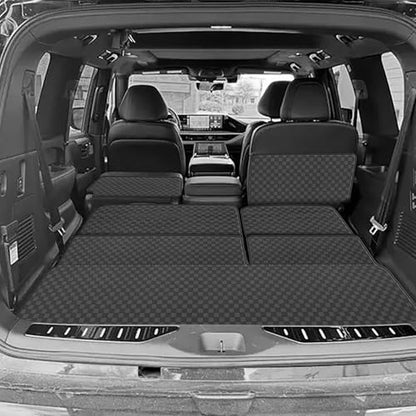 Cargo Mat & Backrest Mat Fit for 2014-2024 Infiniti QX80 / 2017-2024 Nissan Armada / 2011-2013 Infiniti QX56 - All Weather PU Leather Trunk Liner and 2nd & 3rd Row Rear Backrest Protector - color: QX 80/Armada Cargo Backrest Mat-A