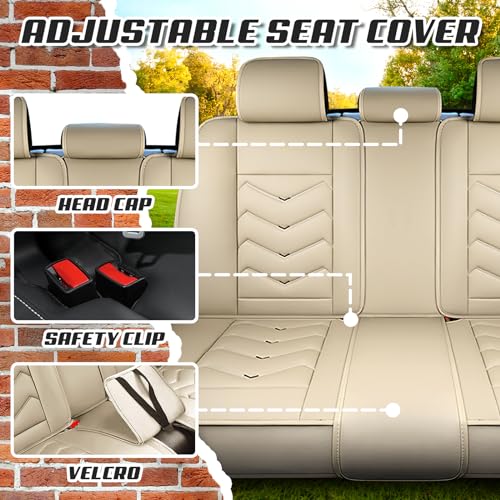 Car Seat Covers for Ford Mustang 2000-2026, Premium Nappa Leather Car Seat Cover, Stylish Sport Seat Covers， Automobile Seat Cover Sets.(Luxury 2 Seats/Beige)
