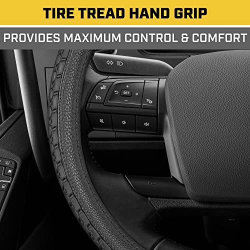 Cat® DuraGrip Steering Wheel Cover, Tire Tread Inspired Traction Grip Design, Black Steering Wheel Cover for RV Semi Truck Big Rig Trucker - X-Large 17.5" - 18" Inches - color: Black DuraGrip, size: XL Big Rig (17.5-18")
