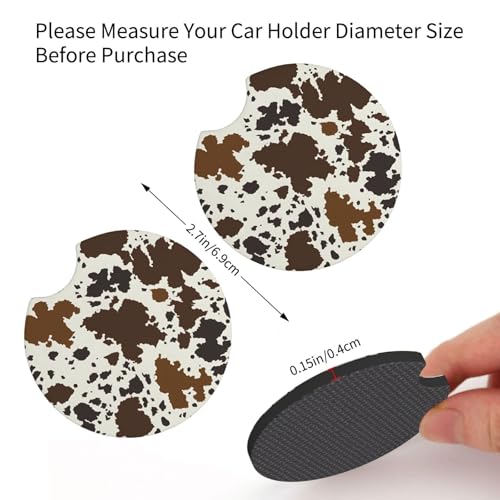 Brown Western Cow Print Steering Wheel Cover for Women Men with 2 Pcs Car Coasters, 15 Inches Neoprene Anti-Slip Cute Universal Car Accessories Protective Cover for Vehicle - color: Brown Cow Print