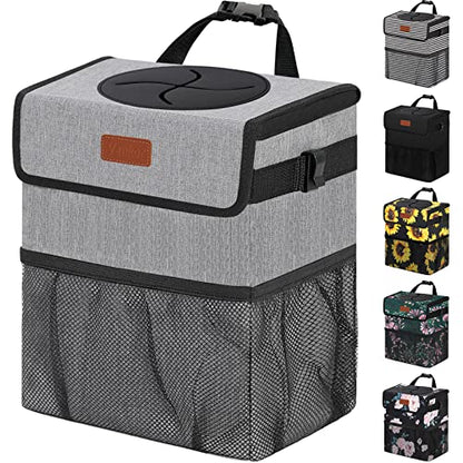 Vankor Car Trash Can Trash Bag Bin Hanging Waterproof Automotive Car Garbage Cans Leak Proof Vehicle Trash Can Grey - color: Grey, size: 2.2 Gallons