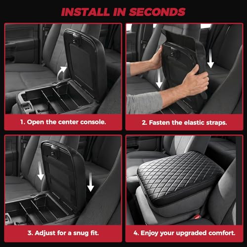 FREESOO Center Console Cover for 2002-2012 Dodge Ram 1500 2500 3500, Armrest Cushion Pad, Waterproof Faux Leather, Easy to Clean, Non-Slip & Anti-Scratch, Jump Seat Only - size: 2002-2012 Jump seat covers