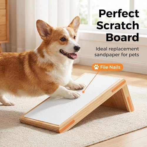 Dog Door Scratch Protector, Self-Adhesive Pet Scratch Pad for Door & Wall, Dog Nail Filing Board Alternative to Nail Clippers, Protects Doors from Scratching 10in x 10ft (White)
